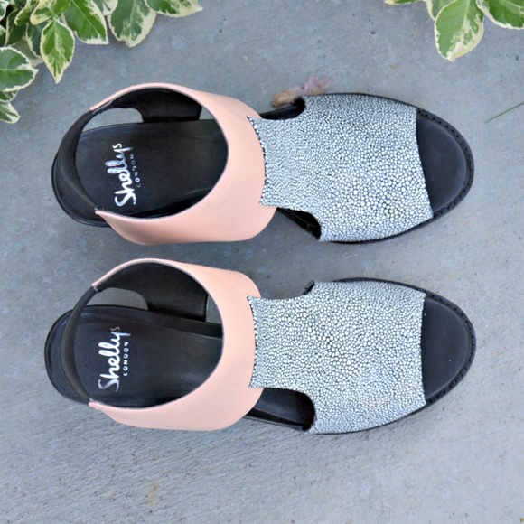 ☆HP☆ Shellys London Block Heel Colorblock Sandals - Picture 4 of 6